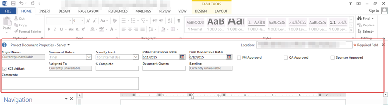 Figuur 1: Het Document Information Panel in Office 2013.